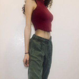red mock neck crop top